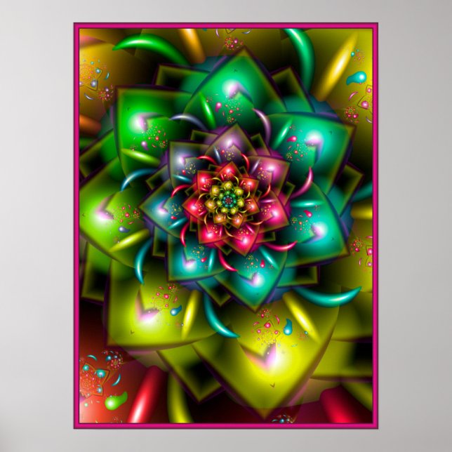 Colorful Rainbow Flower Poster (Front)