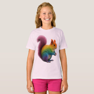 Colorful Rainbow Fur Squirrel Sticker T-Shirt