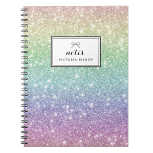 Colorful Rainbow Glitter Pattern Personalized Notebook