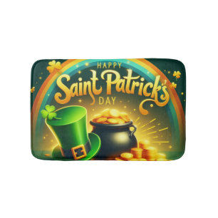Colorful rainbow gold Saint Patrick's Day Bath Mat