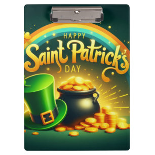 Colorful rainbow gold Saint Patrick's Day Clipboard
