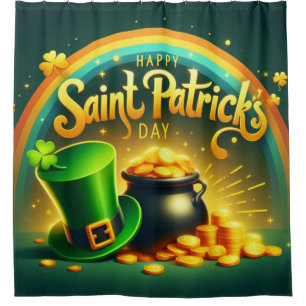 Colorful rainbow gold Saint Patrick's Day Shower Curtain