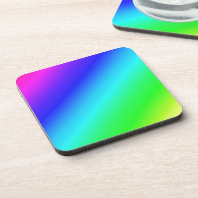 Colorful Rainbow Green Blue Purple Diagonal Blend Coaster (Left Side)