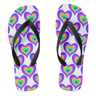 Colorful Rainbow Hearts Pride Love Flip Flops