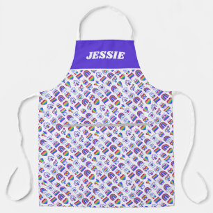 Colorful Rainbow Icon Patterns Apron
