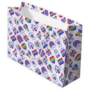 Colorful Rainbow Icon Patterns Large Gift Bag