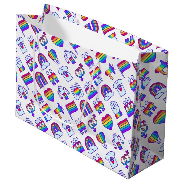 Colorful Rainbow Icon Patterns Large Gift Bag (Front Angled)