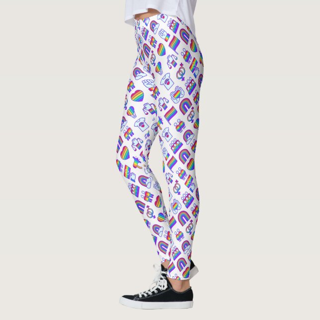 Colorful Rainbow Icon Patterns Leggings (Left)
