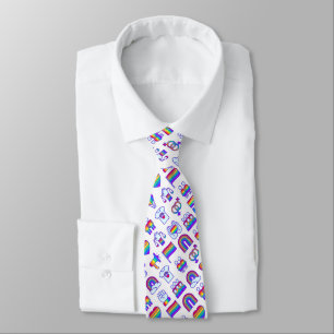 Colorful Rainbow Icon Patterns Tie