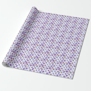 Colorful Rainbow Icon Patterns Wrapping Paper