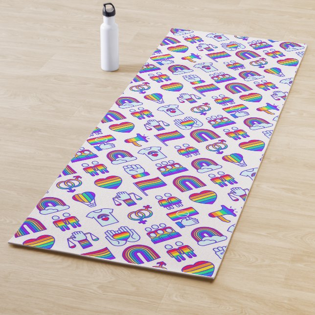 Colorful Rainbow Icon Patterns Yoga Mat (In Situ)