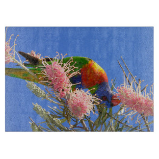 Colorful Rainbow Lorikeet Bird Eating Nectar Cutting Board