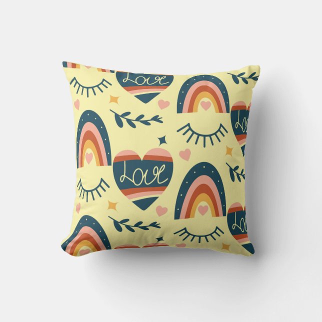 Colorful Rainbow Love  Cushion (Front)