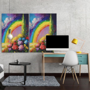 Colorful Rainbow Nature Scene Neo-impressionism Canvas Print