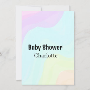 Colorful rainbow pastel boho retro baby shower nam invitation