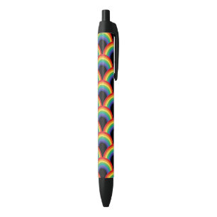 Colorful Rainbow Pattern Black Ink Pen