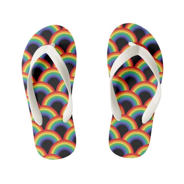 Colorful Rainbow Pattern Kid's Jandals (Footbed)