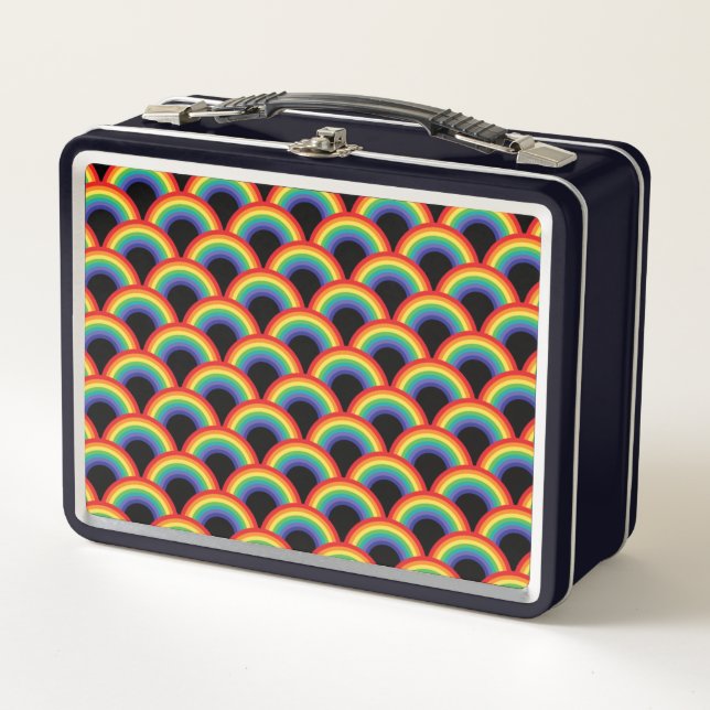 Colorful Rainbow Pattern Metal Lunch Box (Front)