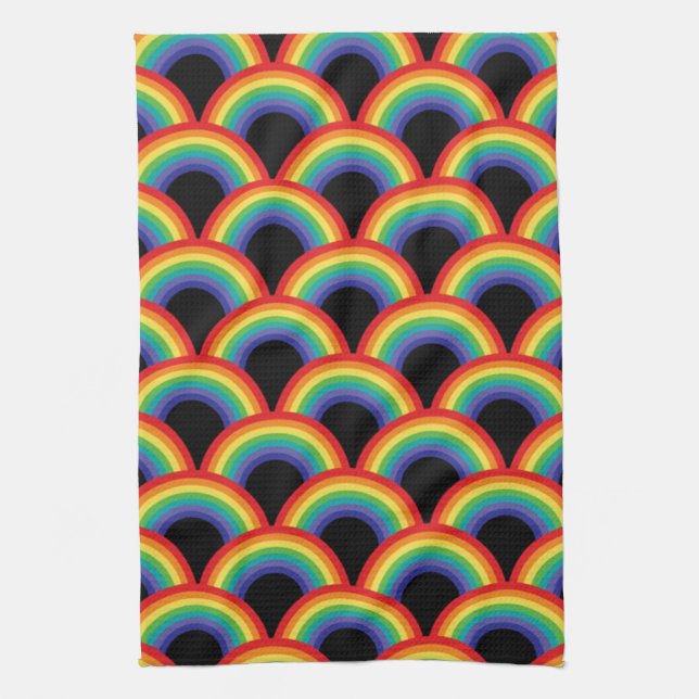 Colorful Rainbow Pattern Tea Towel (Vertical)