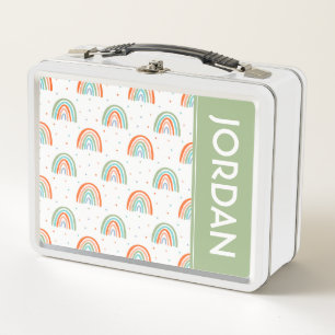 Colorful Rainbow Polka Dot Pattern Metal Lunch Box