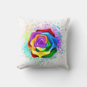Colorful Rainbow Rose Cushion