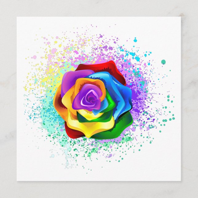 Colorful Rainbow Rose Menu (Front)