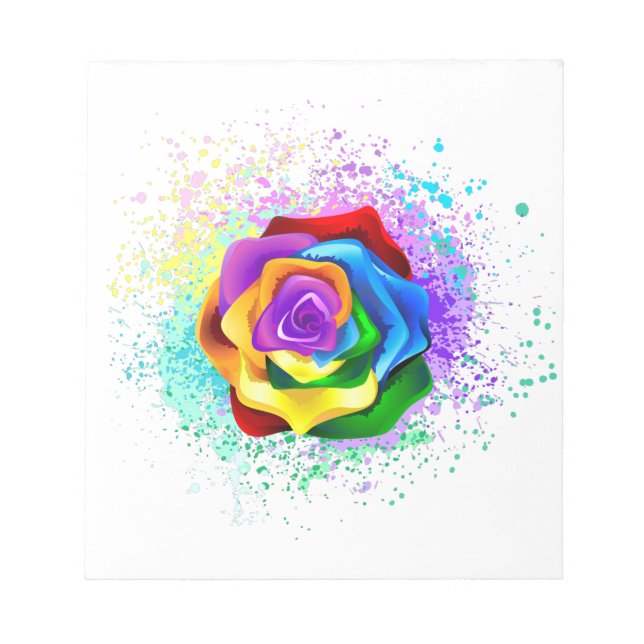 Colorful Rainbow Rose Notepad (Front)