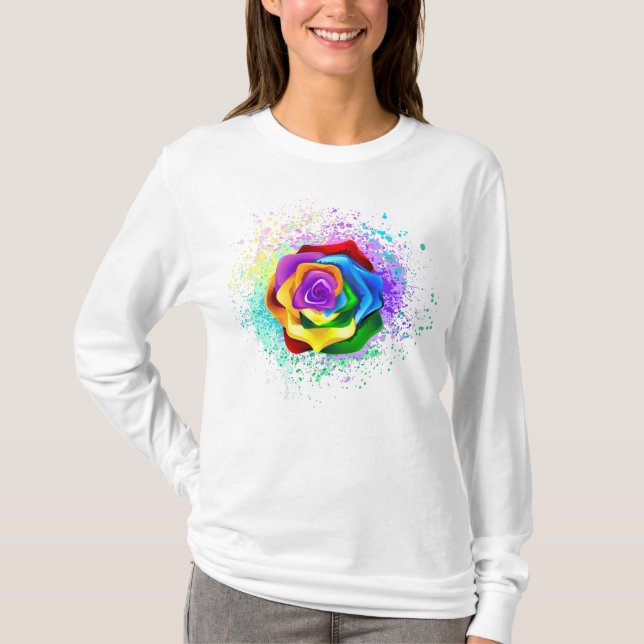 Colorful Rainbow Rose T-Shirt (Front)