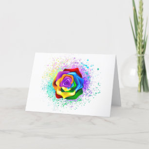Colorful Rainbow Rose Thank You Card
