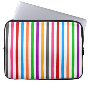 Colorful Rainbow Stripes Lines Design - White  Laptop Sleeve