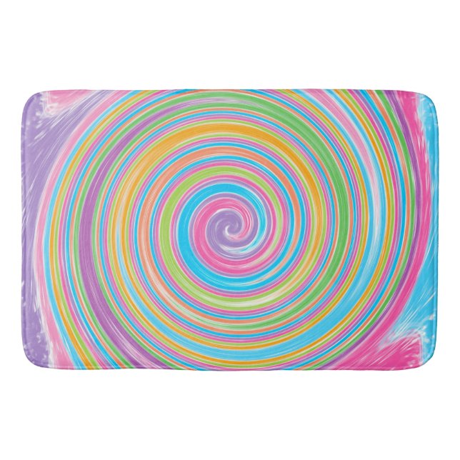Colorful rainbow swirl   bath mat (Front)