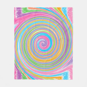 Colorful rainbow swirl fleece blanket