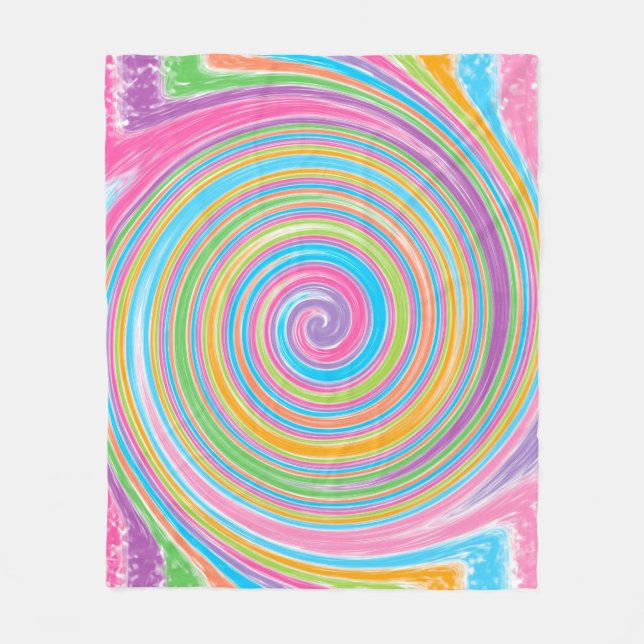 Colorful rainbow swirl      fleece blanket (Front)