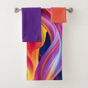 Colorful Rainbow Waves Bath Towel Set