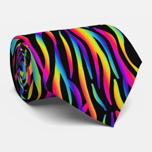 Colorful Rainbow Zebra Print Tie