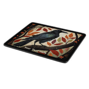 Colorful Raven Perched in a Tree Cutting Board
