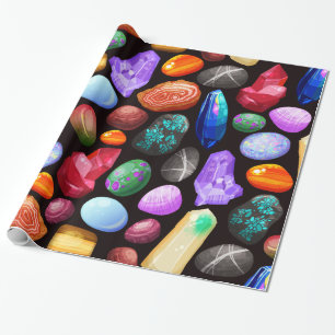 Colorful Realistic Rock and Crystal Pattern Wrapping Paper