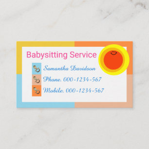Colorful Rectangle Frame Smiling Sun Business Card