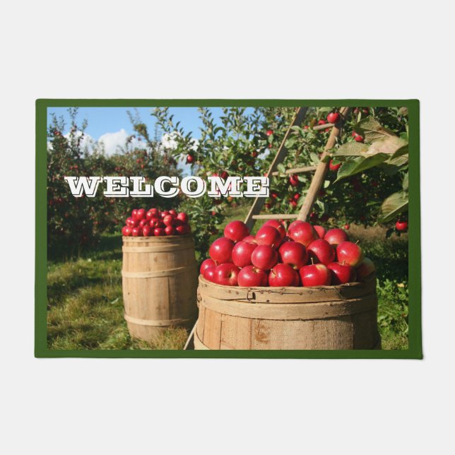 Colorful Red Apple Harvest Doormat (Front)