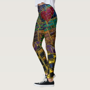 Colorful Red Heart Mosaic Leggings