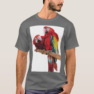 Colorful Red Macaw Watercolor Painting Design T-Shirt