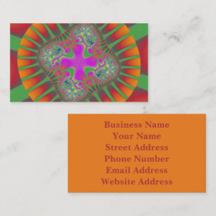 Colorful Red, Orange and Green Fractal Business Card