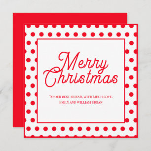 Colorful Red Polka Dots Merry Christmas Card