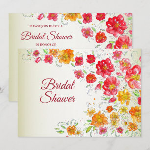 Colorful Red Yellow Pink Floral Bridal Shower Invitation