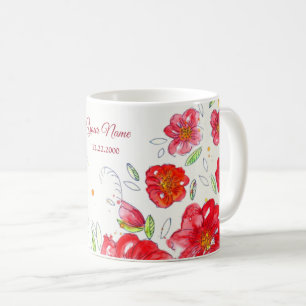 Colorful Red Yellow Pink Floral Wedding Party Coffee Mug