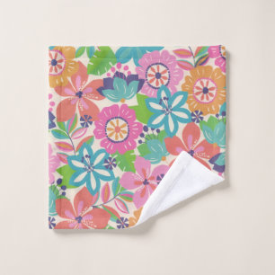 Colorful Retro Boho Girly Flower Hippie  Wash Cloth