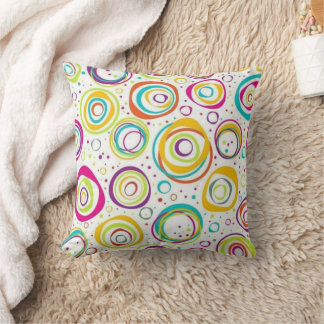 Colorful Retro Circle Pattern Throw Pillow