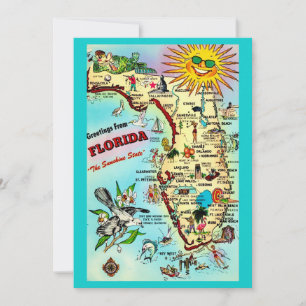 Colorful Retro Florida 5x7 Big Postcard 