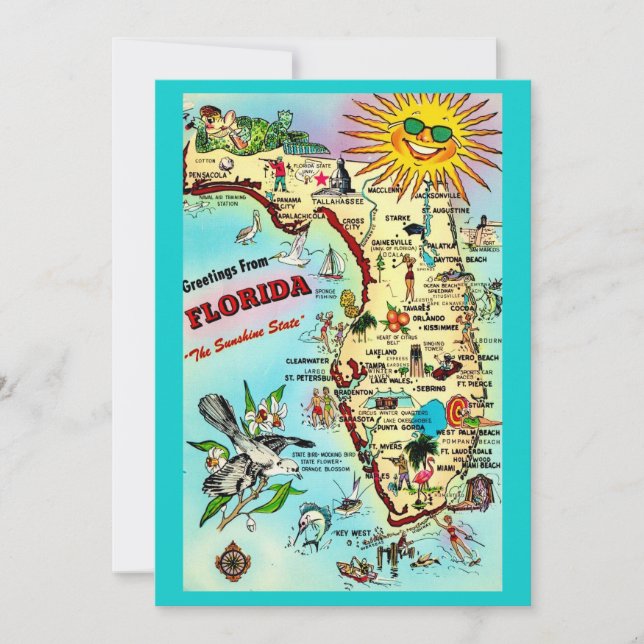 Colorful Retro Florida 5x7 Big Postcard  (Front)