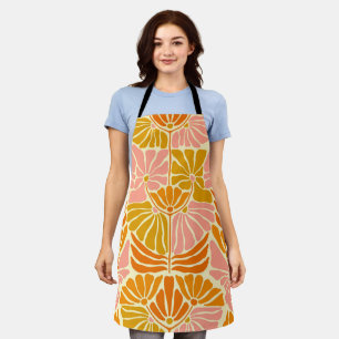Colorful Retro Flowers Apron